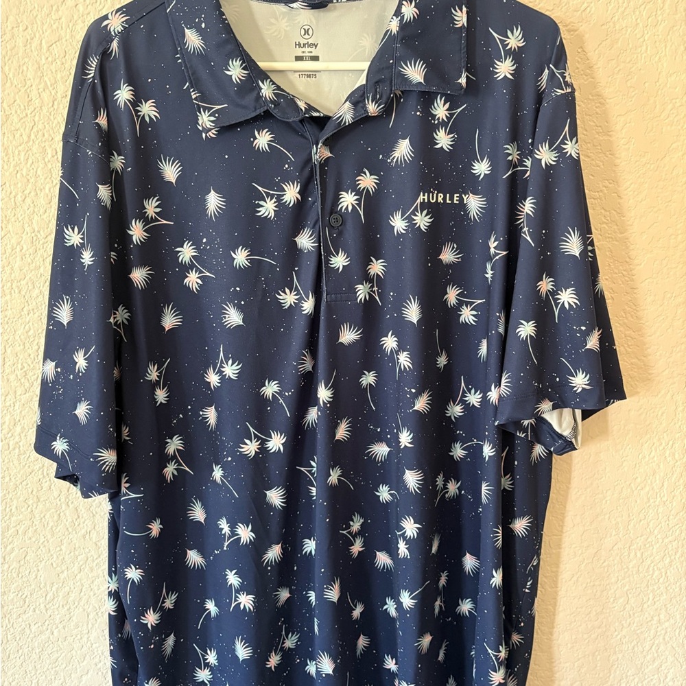 Hurley Men's Blue Palm Print Polo